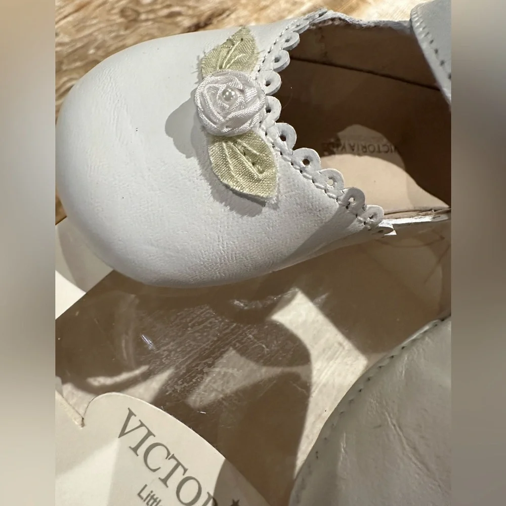 Victoria Kids Infant Crib shoes Genuine Leather Off White/Cream Various szs - Picture 8 of 8